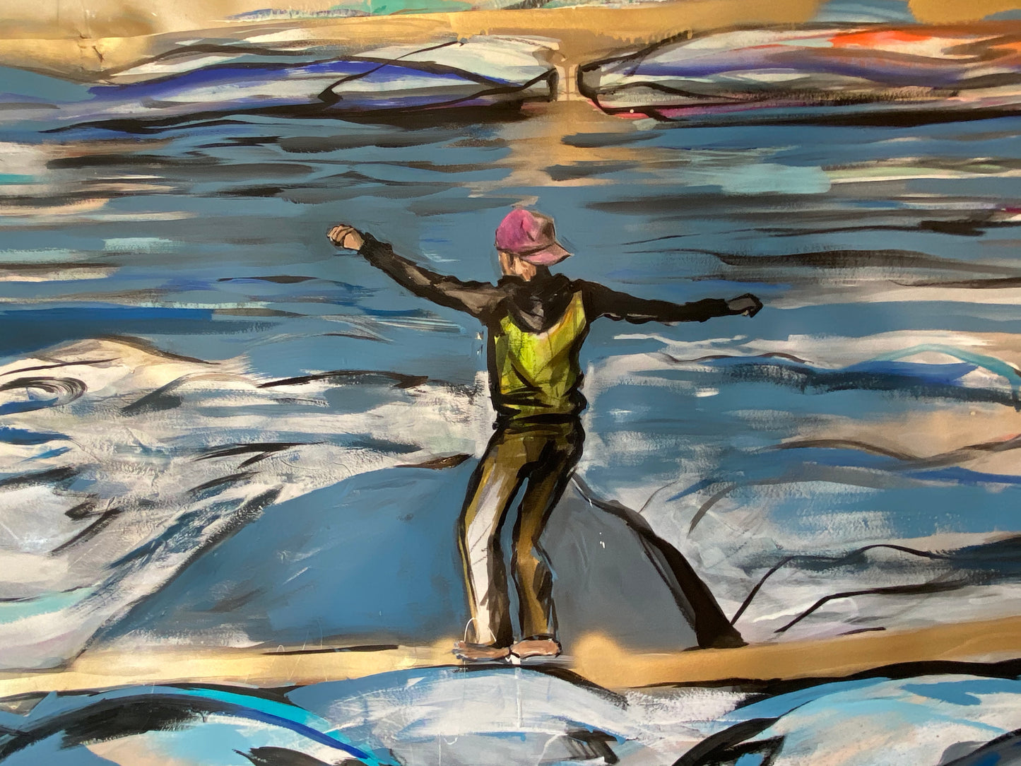 "Faithline" (3.6x 8.6ft mixed media on paper)