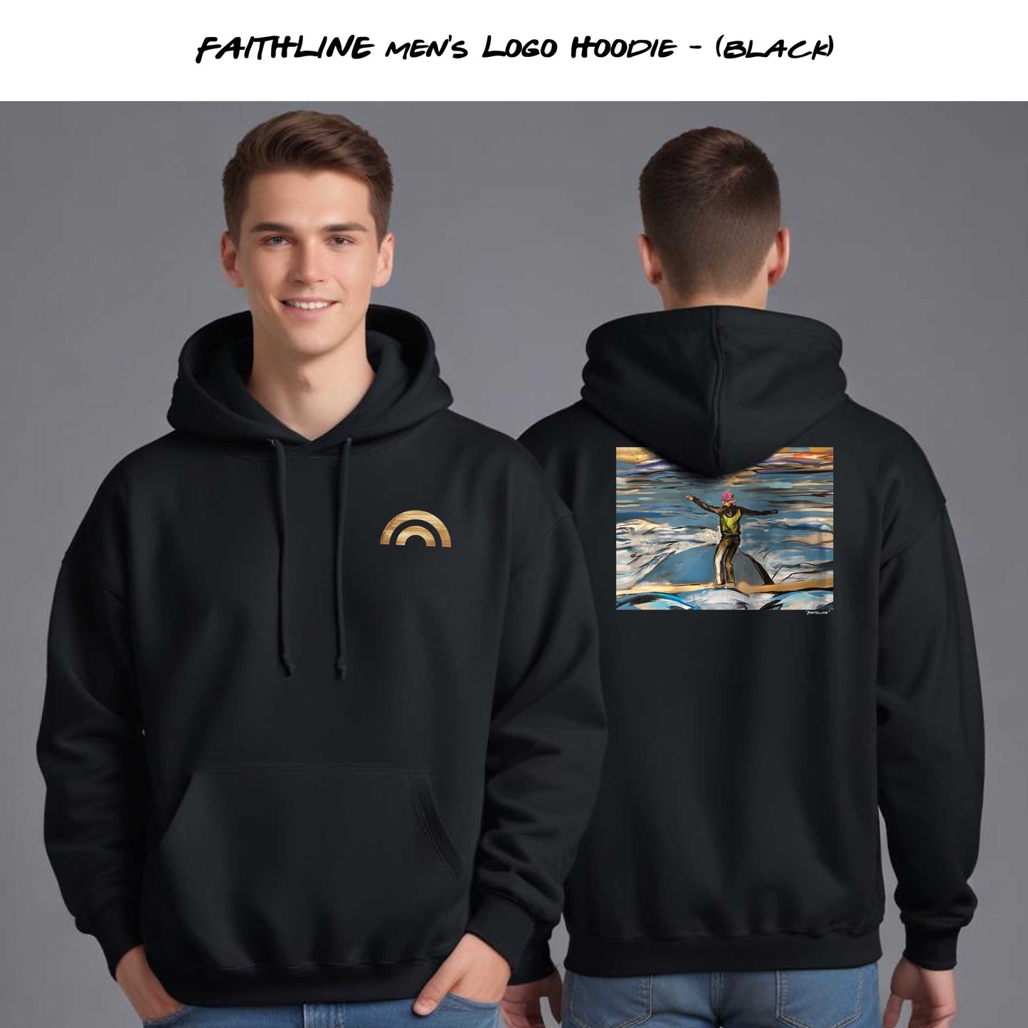 "Faithline" Black Hoodie in Men and Women's