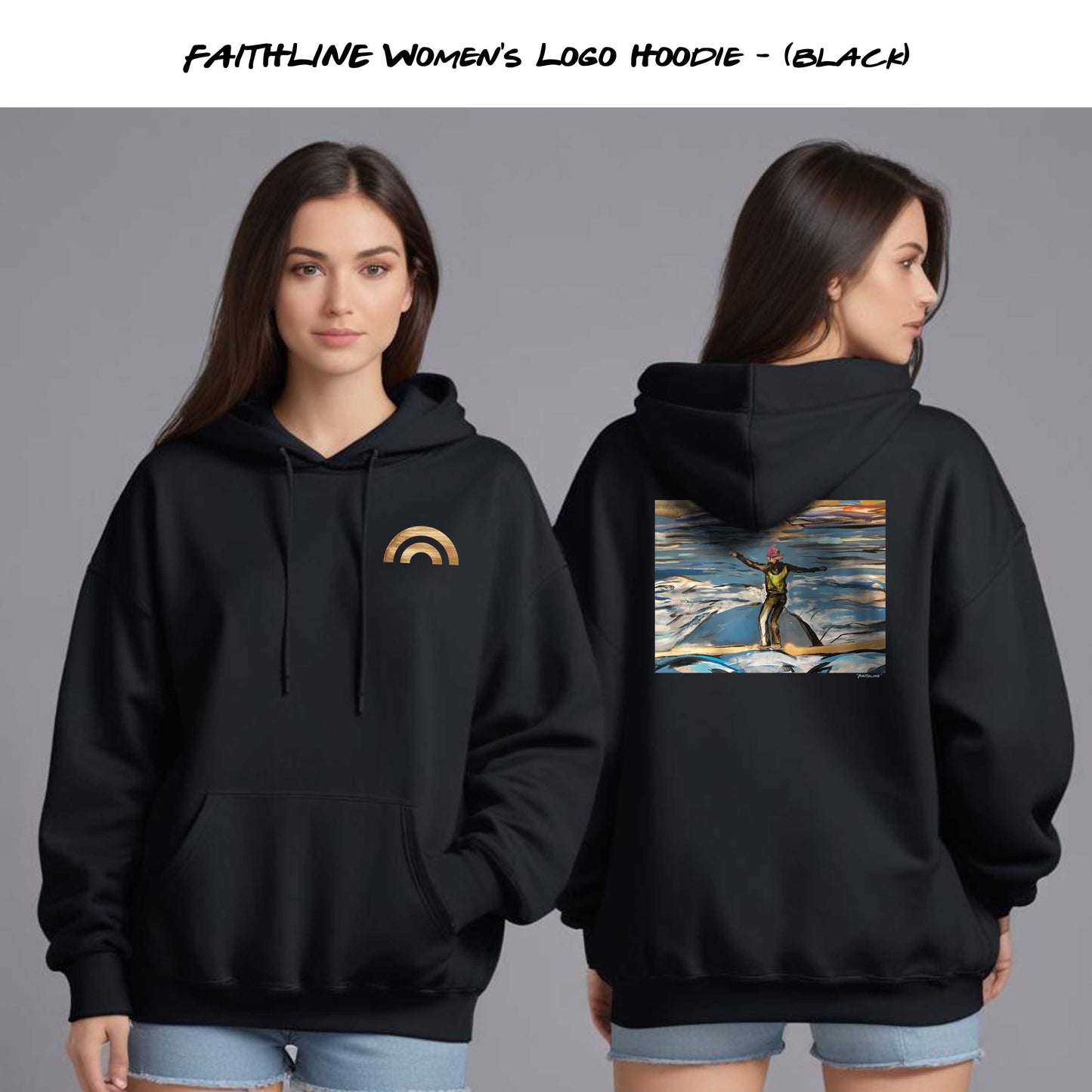 "Faithline" Black Hoodie in Men and Women's