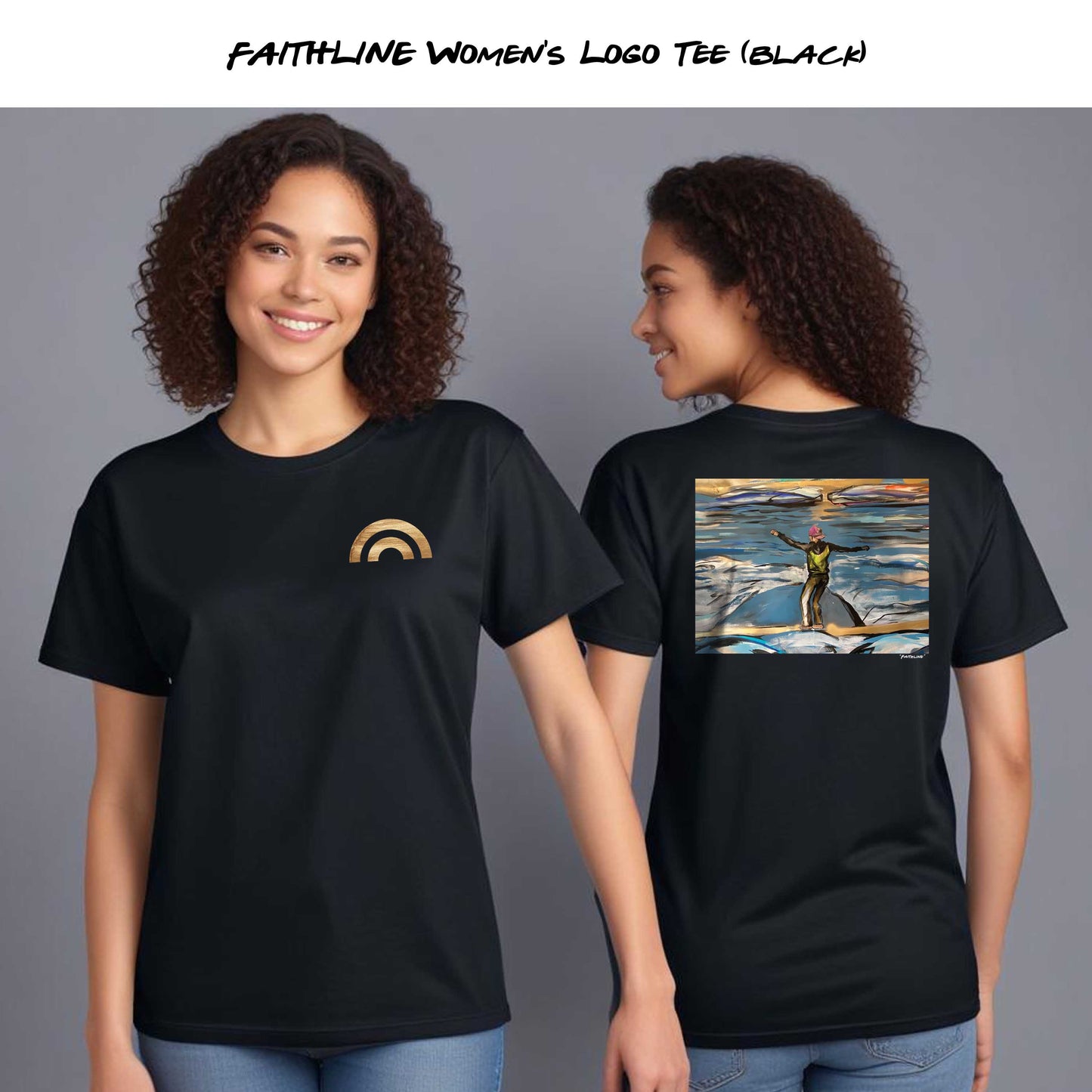 "Faithline" Black T-Shirt in Men and Women's