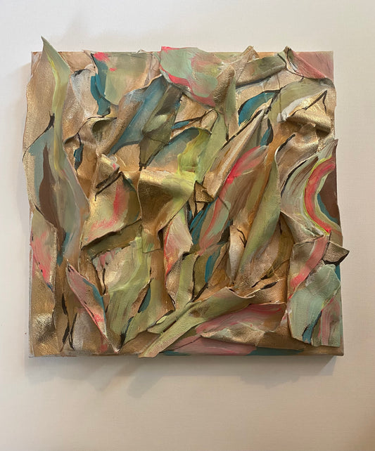 Glory Rising mixed media on 12x12in canvas (leather series)