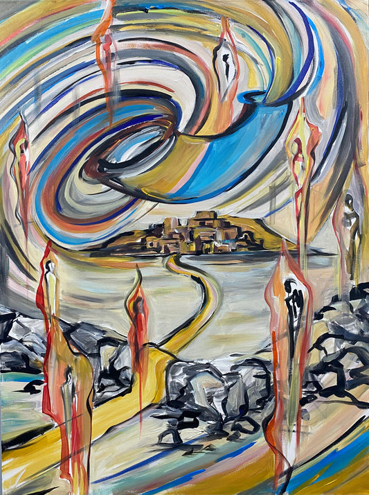 "Breakthrough on Every Side" (Mixed media on 30x40in canvas)