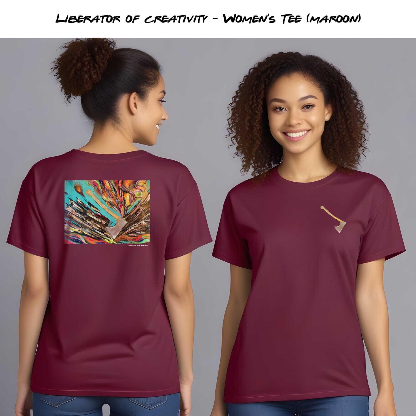 "Liberator of Creativity" Maroon T-Shirt in Men and Women's