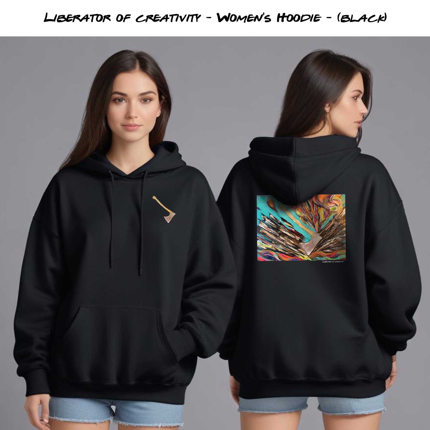 "Liberator of Creativity" Black Hoodie in Men and Women's