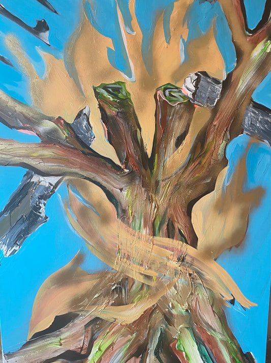 "Cleansed and Repeatedly Pruned by Fire" (3x4ft Mixed media on canvas)