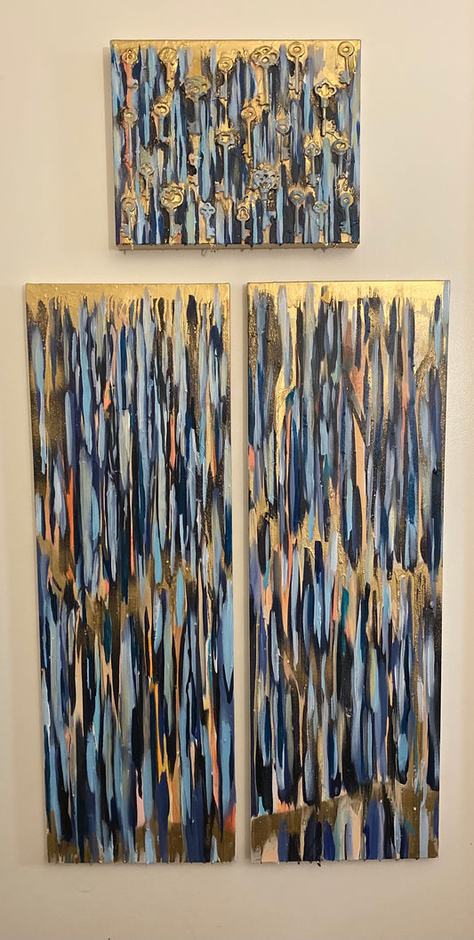 "Creative Solutions" mixed media on canvas triptych (dimensions available upon request)