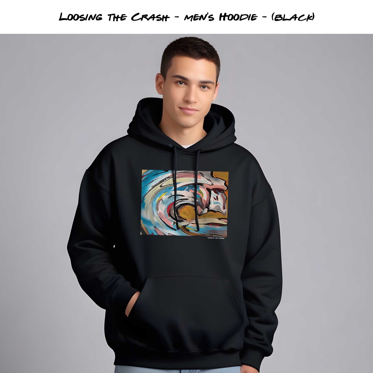 "Loose the Crash" Black Hoodie in Men and Women's