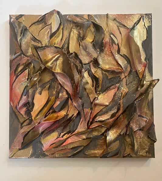 Glory Rising mixed media on 12x12in canvas (Leather series)