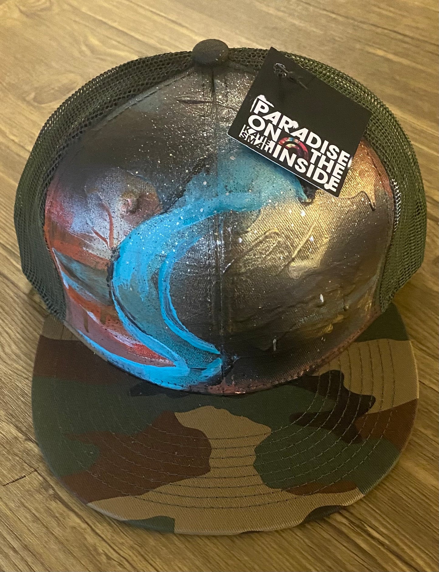 "Hunger and Thirst" Camo flatbill trucker