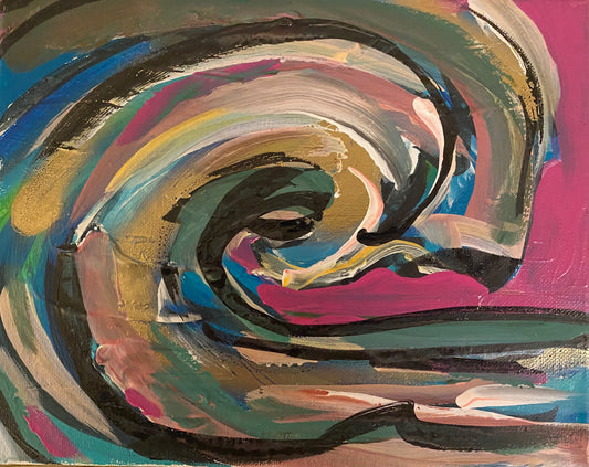 "Revival Waves" (Sketch series: Mixed media on 8x10 in. canvas)