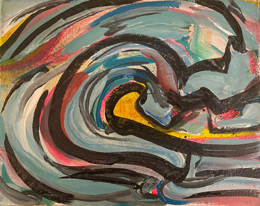 "Revival Waves" (Sketch series: Mixed media on 8x10 in. canvas)