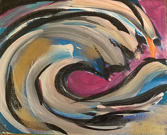 "Revival Waves" (Sketch series: Mixed media on 8x10 in. canvas)