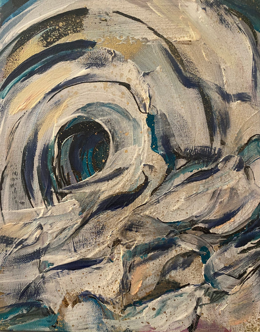 "Through the White Wash" Mixed media on 8x10in canvas