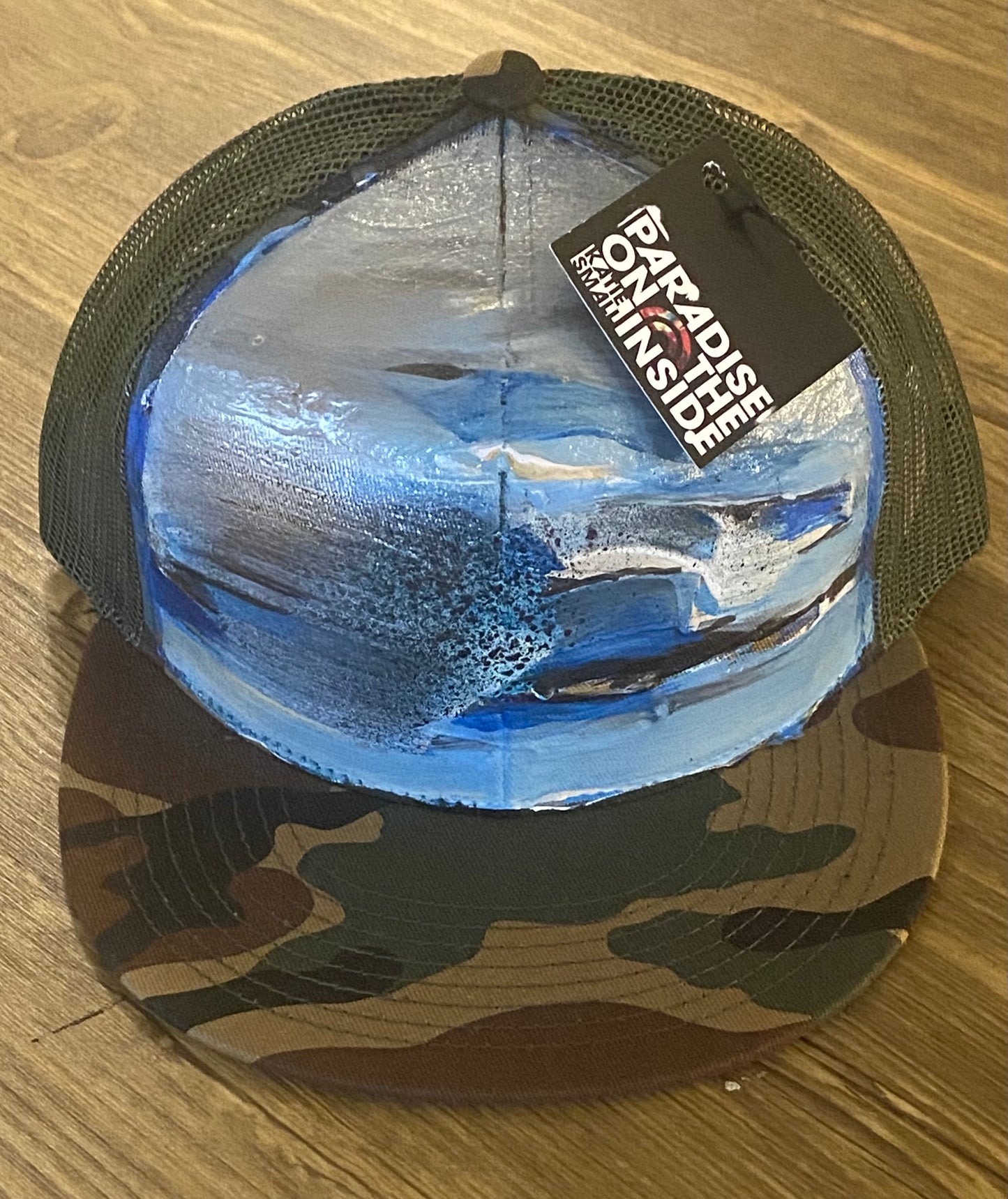 "Washed in His Word" Camo flatbill trucker