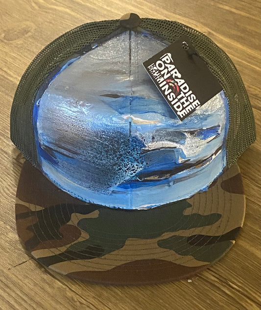 "Washed in His Word" Camo flatbill trucker