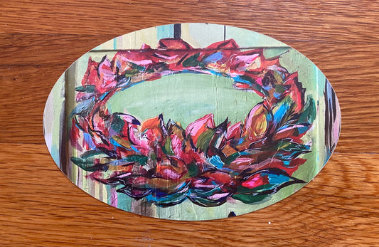 "Haku Lei of Grace" (6.00 x 4.00 Matte Oval Stickers)