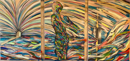 "The Life to Surrender" (3ft x 6.76) Mixed media on canvas triptych